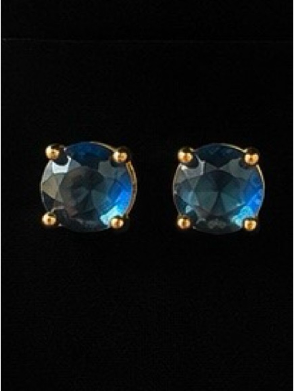 Classic Round Blue Crystal Stud Earrings in Gold